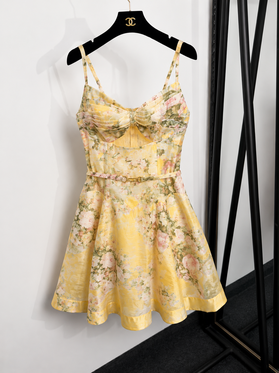 Golden Blossom Corset Mini Dress