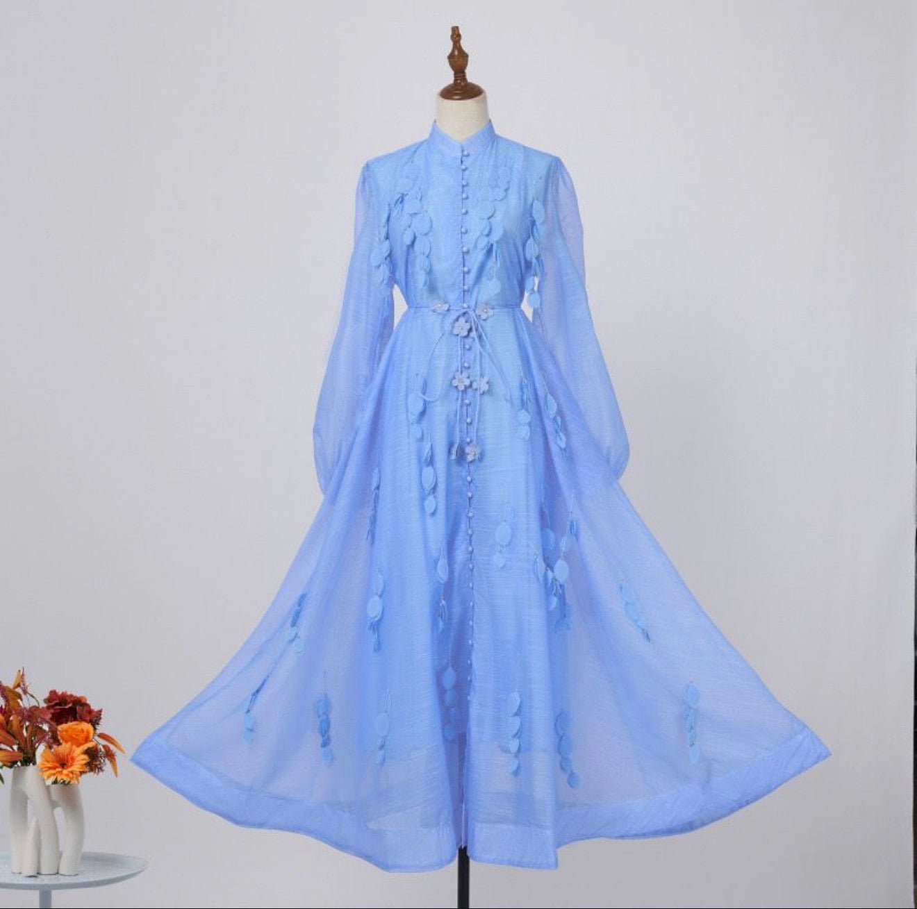 Azure Bloom Maxi Dress