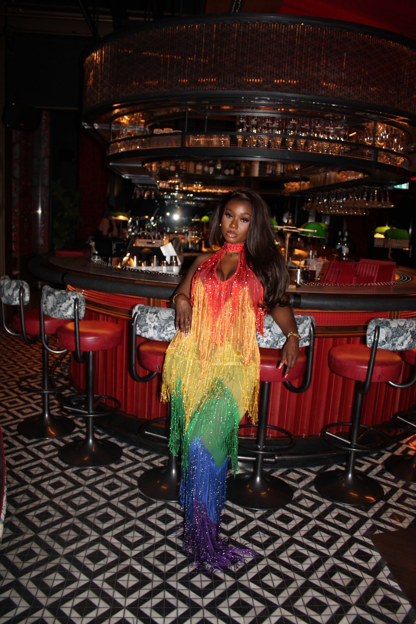 Rainbow Handmade Beaded Dress