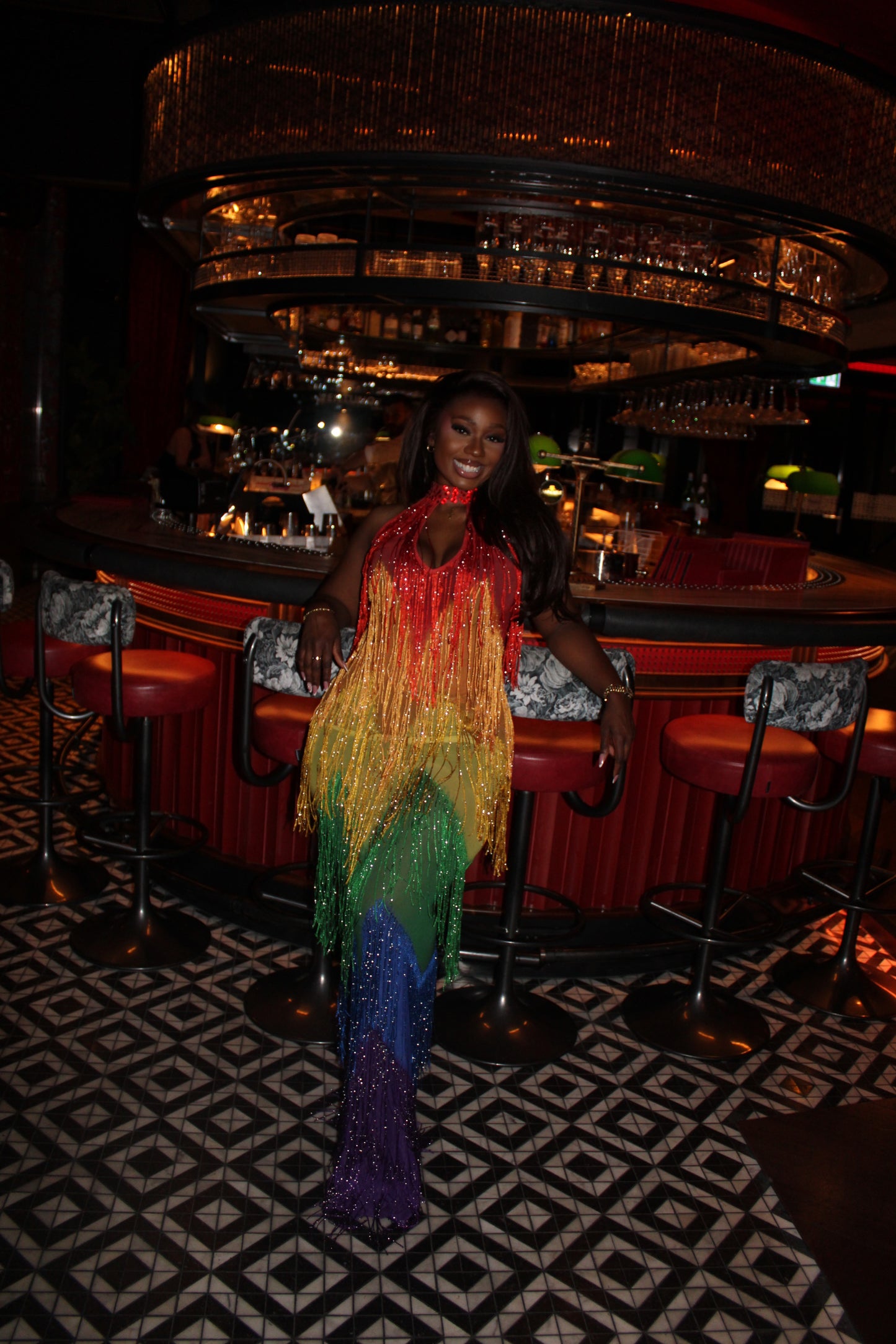 Rainbow Handmade Beaded Dress