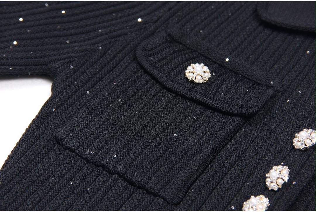 Black Knitted Glitter Dress