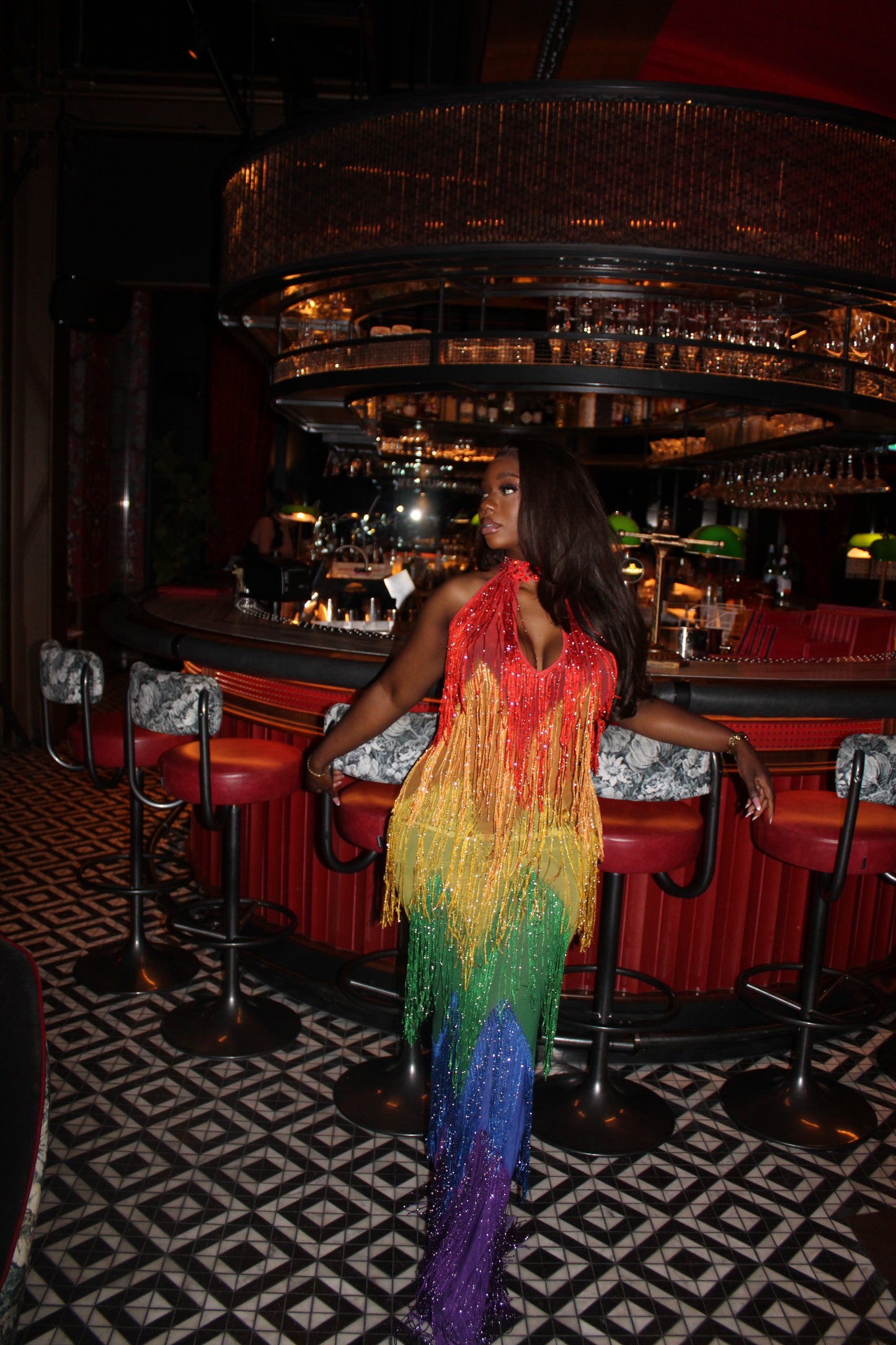 Rainbow Handmade Beaded Dress