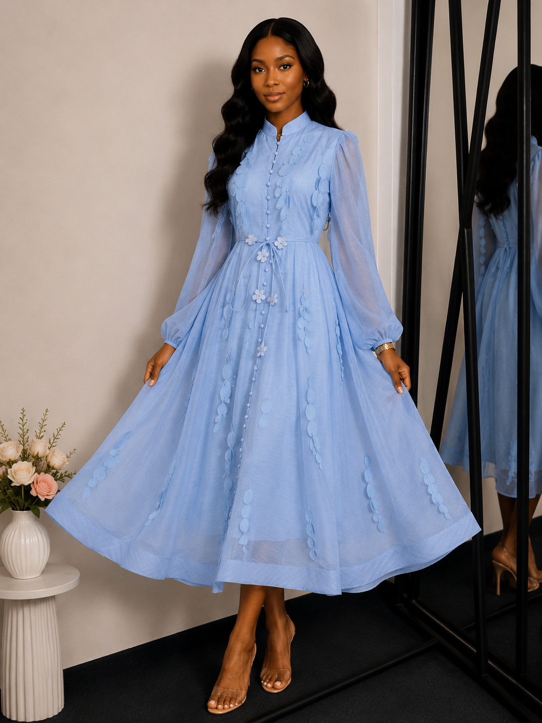 Azure Bloom Maxi Dress