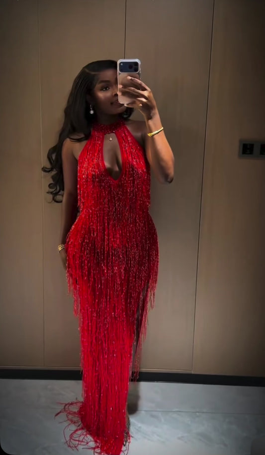Handmade Red Glitter Dress